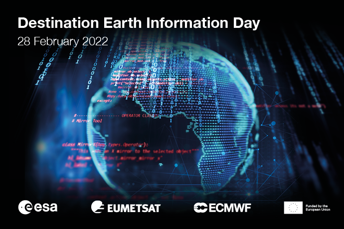 event poster with globe for destination earth information day